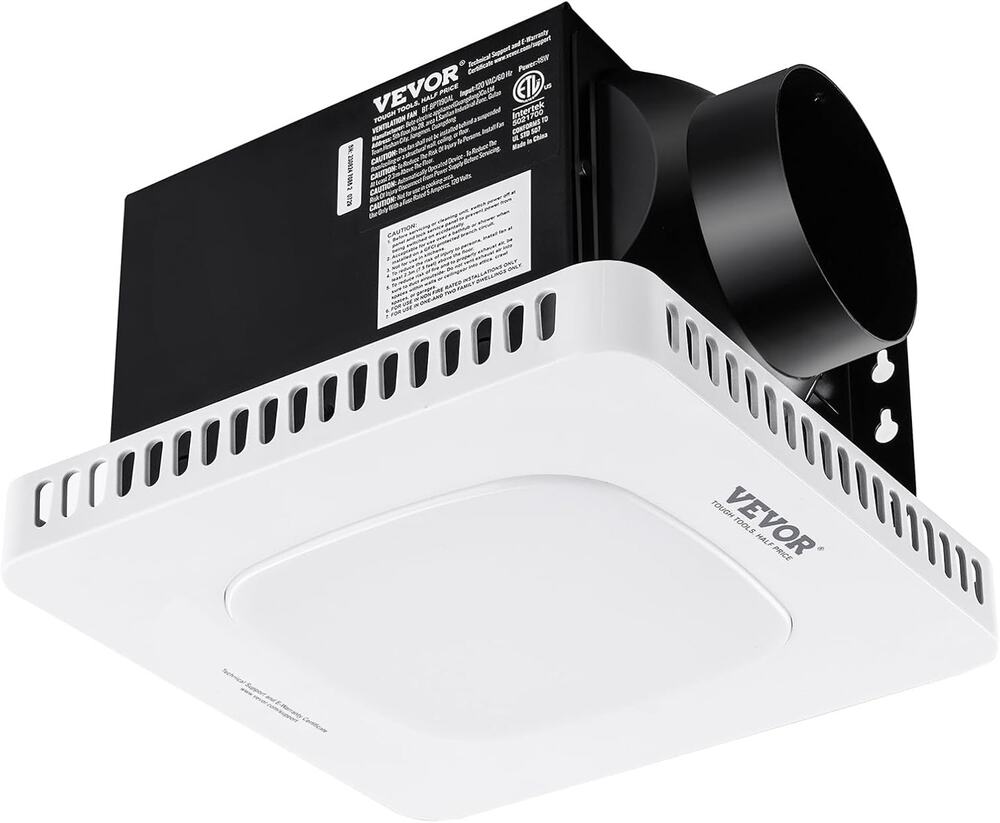 VEVOR 80 CFM Bathroom Exhaust Fan with Adjustable LED Light